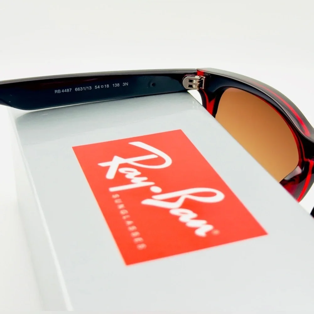Ray-Ban Sunglasses Steve RB4487 Polished Black on Red Frame Gradient Lenses